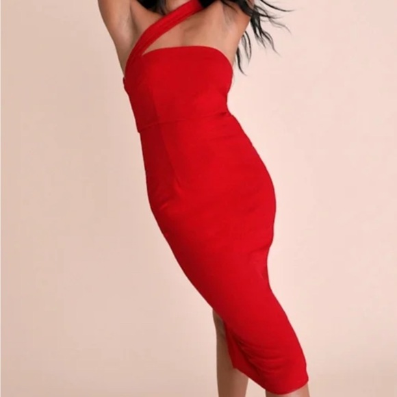 Lulus Dresses & Skirts - Lulu's Hold Your Attention Red One-Shoulder Dress
